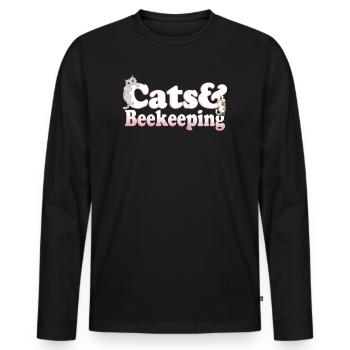 Cute Kawaii Cats And Beekeeping Women's Cat and - Men's Premium Organic Long Sleeve Shirt - black - Front - Nico (187cm)