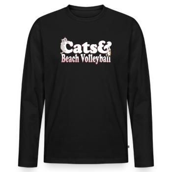 Chats Kawaii mignons et chat de volley-ball de plage pour femmes - T-shirt manches longues Premium bio Homme - noir - Devant - Nico (187cm)