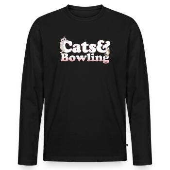 Chats Kawaii mignons et bowling pour femmes chat et - T-shirt manches longues Premium bio Homme - noir - Devant - Nico (187cm)