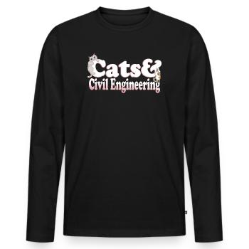 Cute Kawaii Cats And Civil Engineering Women's Cat - Männer Premium Bio Langarmshirt - Schwarz - Vorne - Nico (187cm)