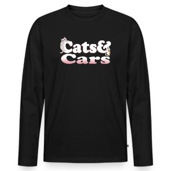 Cute Kawaii Cats And Cars Women's Cat and Cars - Men's Premium Organic Long Sleeve Shirt - black - Front - Nico (187cm)