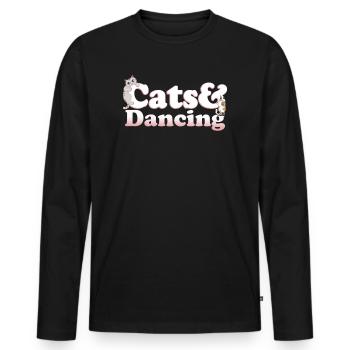 Cute Kawaii Cats And Dancing Women's Cat and - Men's Premium Organic Long Sleeve Shirt - black - Front - Nico (187cm)