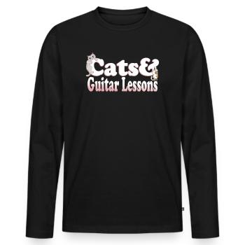 Cute Kawaii Cats And Guitar Lessons Women's Cat - Männer Premium Bio Langarmshirt - Schwarz - Vorne - Nico (187cm)