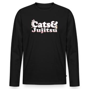 Cute Kawaii Cats And Jujitsu Women's Cat and - Männer Premium Bio Langarmshirt - Schwarz - Vorne - Nico (187cm)