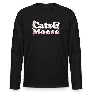 Cute Kawaii Cats And Moose Women's Cat and Moose - Männer Premium Bio Langarmshirt - Schwarz - Vorne - Nico (187cm)