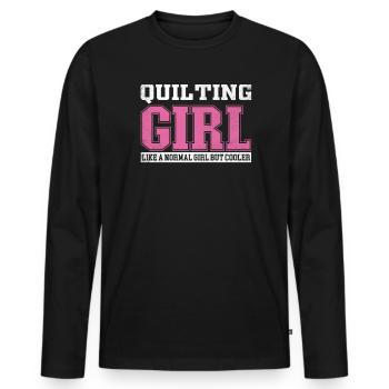 Fille matelassée pour femmes comme une fille normale mais plus cool - T-shirt manches longues Premium bio Homme - noir - Devant - Nico (187cm)