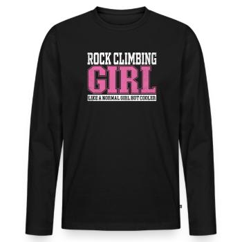 Womens Rock Climbing Girl Like A Normal Girl But - Men's Premium Organic Long Sleeve Shirt - black - Front - Nico (187cm)