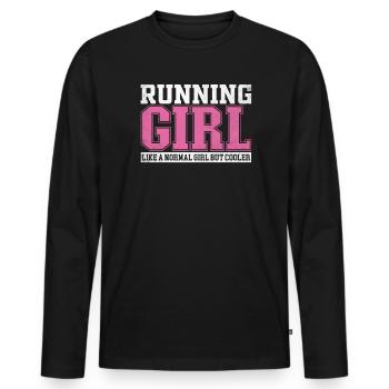 Womens Running Girl Like A Normal Girl But Cooler - Men's Premium Organic Long Sleeve Shirt - black - Front - Nico (187cm)