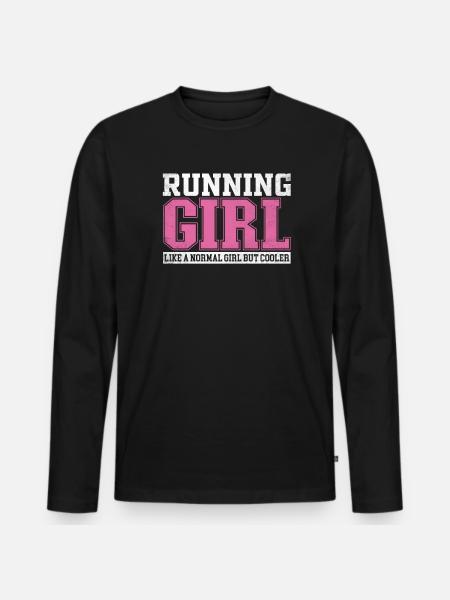 Womens Running Girl Like A Normal Girl But Cooler - Men's Premium Organic Long Sleeve Shirt - black