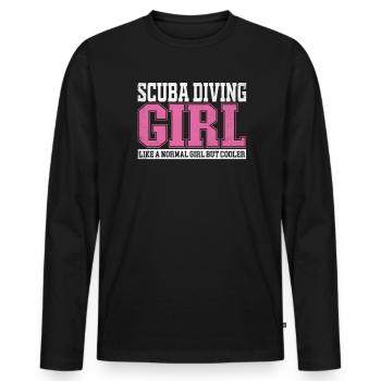 Femme plongée sous-marine fille comme une fille normale mais - T-shirt manches longues Premium bio Homme - noir - Devant - Nico (187cm)