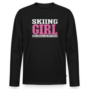 Womens Skiing Girl Like A Normal Girl But Cooler - Men's Premium Organic Long Sleeve Shirt - black - Front - Nico (187cm)