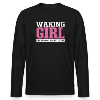 Fille éveillée des femmes comme une fille normale mais plus cool - T-shirt manches longues Premium bio Homme - noir - Devant - Nico (187cm)