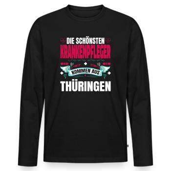 Die Schönsten Krankenpfleger Kommen Aus Thüringen - Männer Premium Bio Langarmshirt - Schwarz - Vorne - Nico (187cm)