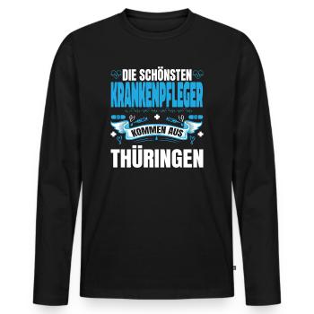 Die Schönsten Krankenpfleger Kommen Aus Thüringen - Männer Premium Bio Langarmshirt - Schwarz - Vorne - Nico (187cm)