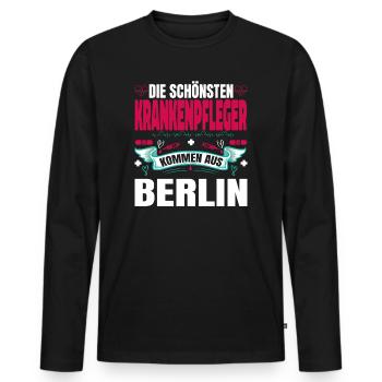 Die Schönsten Krankenpfleger Kommen Aus Berlin - Männer Premium Bio Langarmshirt - Schwarz - Vorne - Nico (187cm)