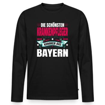 Die Schönsten Krankenpfleger Kommen Aus Bayern - Männer Premium Bio Langarmshirt - Schwarz - Vorne - Nico (187cm)