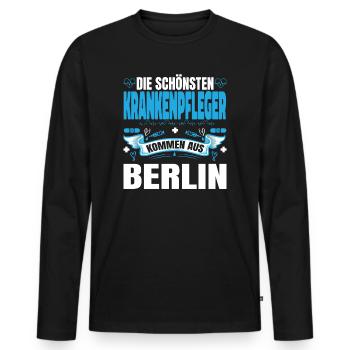 Die Schönsten Krankenpfleger Kommen Aus Berlin - Männer Premium Bio Langarmshirt - Schwarz - Vorne - Nico (187cm)