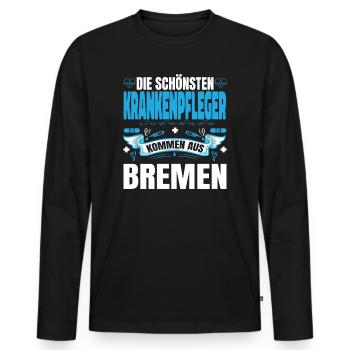Die Schönsten Krankenpfleger Kommen Aus Bremen - Männer Premium Bio Langarmshirt - Schwarz - Vorne - Nico (187cm)