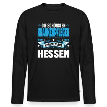 Die Schönsten Krankenpfleger Kommen Aus Hessen - Männer Premium Bio Langarmshirt - Schwarz - Vorne - Nico (187cm)