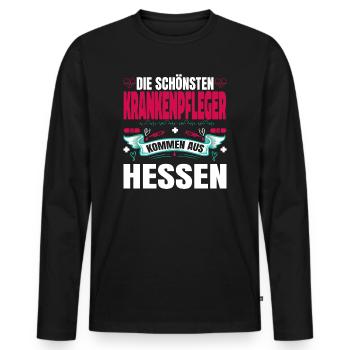 Die Schönsten Krankenpfleger Kommen Aus Hessen - Männer Premium Bio Langarmshirt - Schwarz - Vorne - Nico (187cm)