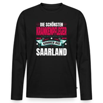 Die Schönsten Krankenpfleger Kommen Aus Saarland - Männer Premium Bio Langarmshirt - Schwarz - Vorne - Nico (187cm)