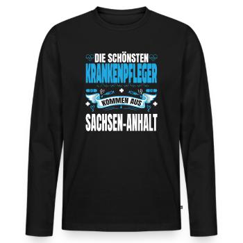 Die Schönsten Krankenpfleger Kommen Aus - Männer Premium Bio Langarmshirt - Schwarz - Vorne - Nico (187cm)
