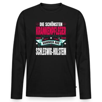 Die Schönsten Krankenpfleger Kommen Aus - Männer Premium Bio Langarmshirt - Schwarz - Vorne - Nico (187cm)