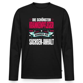 Die Schönsten Krankenpfleger Kommen Aus - Männer Premium Bio Langarmshirt - Schwarz - Vorne - Nico (187cm)