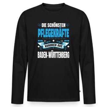Die Schönsten Pflegekräfte Kommen Aus - Männer Premium Bio Langarmshirt - Schwarz - Vorne - Nico (187cm)