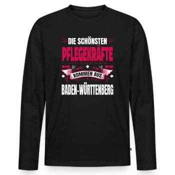 Die Schönsten Pflegekräfte Kommen Aus - Männer Premium Bio Langarmshirt - Schwarz - Vorne - Nico (187cm)