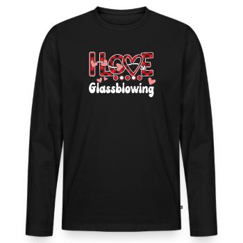 J'aime les filles soufflantes de verre - T-shirt manches longues Premium bio Homme - noir - Devant - Nico (187cm)