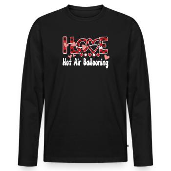 J'aime les filles en montgolfière - T-shirt manches longues Premium bio Homme - noir - Devant - Nico (187cm)