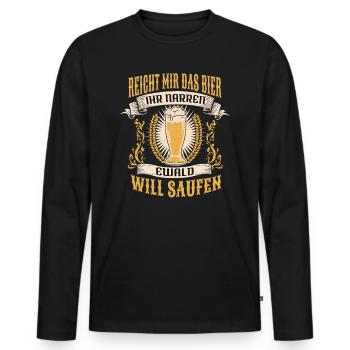 Reicht Mir Das Bier Ewald Saufen Namen - Männer Premium Bio Langarmshirt - Schwarz - Vorne - Nico (187cm)