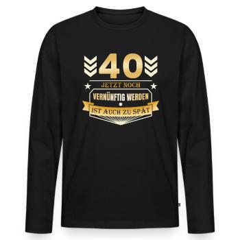 40. Geburtstag - Männer Premium Bio Langarmshirt - Schwarz - Vorne - Nico (187cm)