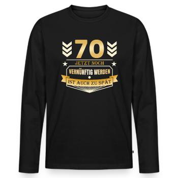 70. Geburtstag - Männer Premium Bio Langarmshirt - Schwarz - Vorne - Nico (187cm)