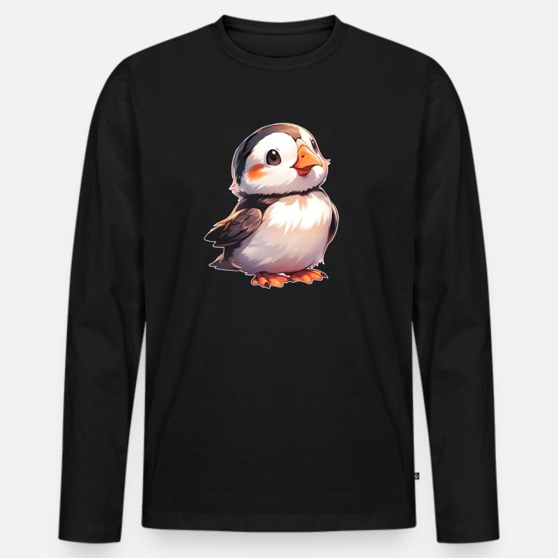 Papageitaucher - Männer Premium Bio Langarmshirt - Schwarz