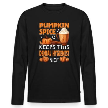 Cool Pumpkin Spice garde cette hygiéniste dentaire - T-shirt manches longues Premium bio Homme - noir - Devant - Nico (187cm)
