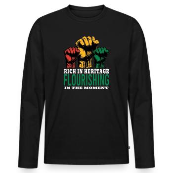 Riche en patrimoine florissant dans l’instant Hommes - T-shirt manches longues Premium bio Homme - noir - Devant - Nico (187cm)
