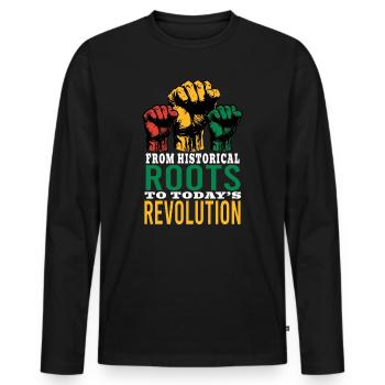Des racines historiques à la révolution d’aujourd’hui - T-shirt manches longues Premium bio Homme - noir - Devant - Nico (187cm)