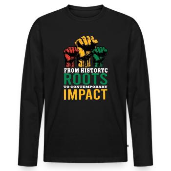 From Historyc Roots To Contemporary Impact Men - Men's Premium Organic Long Sleeve Shirt - black - Front - Nico (187cm)