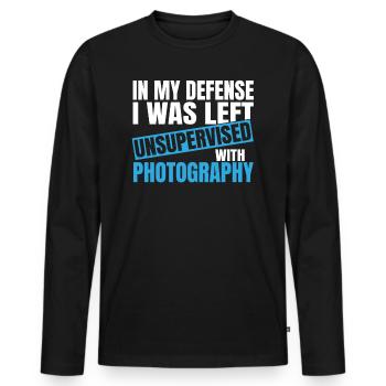 In My Defense I Was Left Unsupervised Photography - Männer Premium Bio Langarmshirt - Schwarz - Vorne - Nico (187cm)