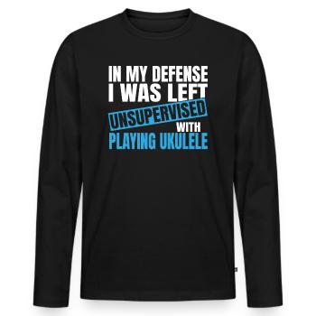 Pour ma défense, je n’ai pas été supervisé en jouant - T-shirt manches longues Premium bio Homme - noir - Devant - Nico (187cm)