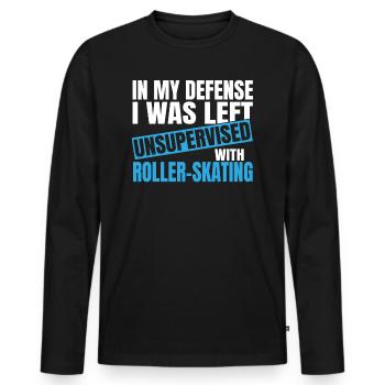 In My Defense I Was Left Unsupervised - Männer Premium Bio Langarmshirt - Schwarz - Vorne - Nico (187cm)