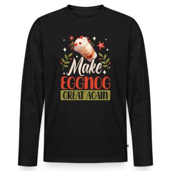 Make Eggnog Great Again Crème glacée Hommes Femmes - T-shirt manches longues Premium bio Homme - noir - Devant - Nico (187cm)