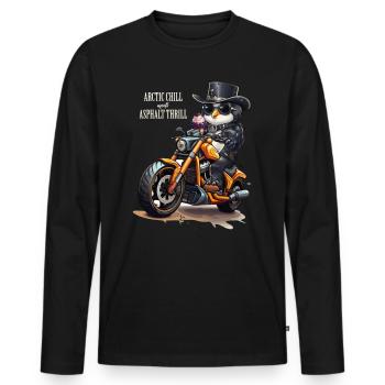 Pinguin Motorrad Eiswaffel - Männer Premium Bio Langarmshirt - Schwarz - Vorne - Nico (187cm)
