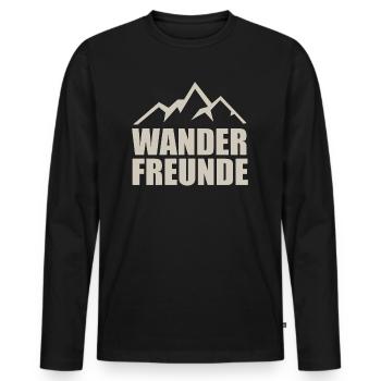 Wanderfreunde, Berg Silhouette. Hobby und Freizeit - Männer Premium Bio Langarmshirt - Schwarz - Vorne - Nico (187cm)