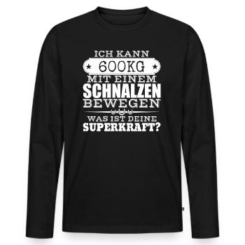 Reiter-Superkraft - Männer Premium Bio Langarmshirt - Schwarz - Vorne - Nico (187cm)