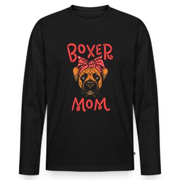 Boxer Mum Mother Dog Dog Lover Gift - Men's Premium Organic Long Sleeve Shirt - black - Front - Nico (187cm)