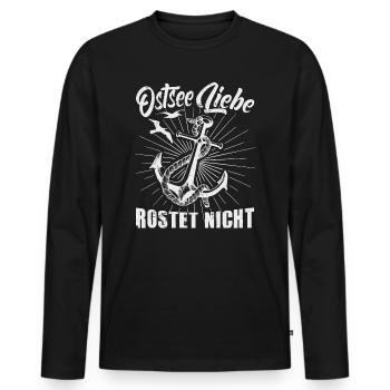 Ostseeliebe rostet nicht - Männer Premium Bio Langarmshirt - Schwarz - Vorne - Nico (187cm)