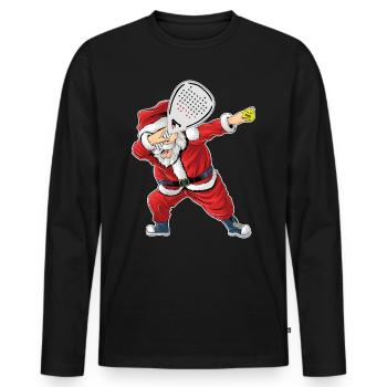 Padel Weihnachtsmann Babbo Natale Padelista - Männer Premium Bio Langarmshirt - Schwarz - Vorne - Nico (187cm)